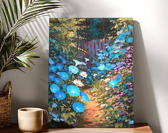 Blue Morning Glory Paint by Numbers Kit: Beginner DIY Canvas Art