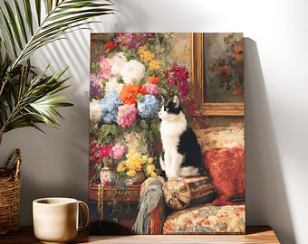 Kit di pittura con i numeri a forma di gatto floreale: pittura acrilica fai da te per principianti
