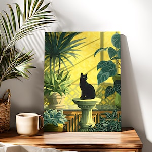 Cat in Plants Paint by Numbers Kit: Beginner DIY Acrylic Painting Kit on Canvas