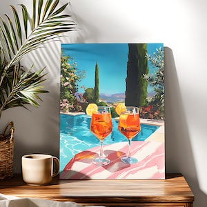 Kit de peinture à numéros pour cocktails d&#39;été, peinture acrylique sur toile pour débutants à faire soi-même