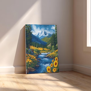 Kit de pintura por números "Valle de los Girasoles", pintura floral acrílica DIY sobre lienzo imagen 5