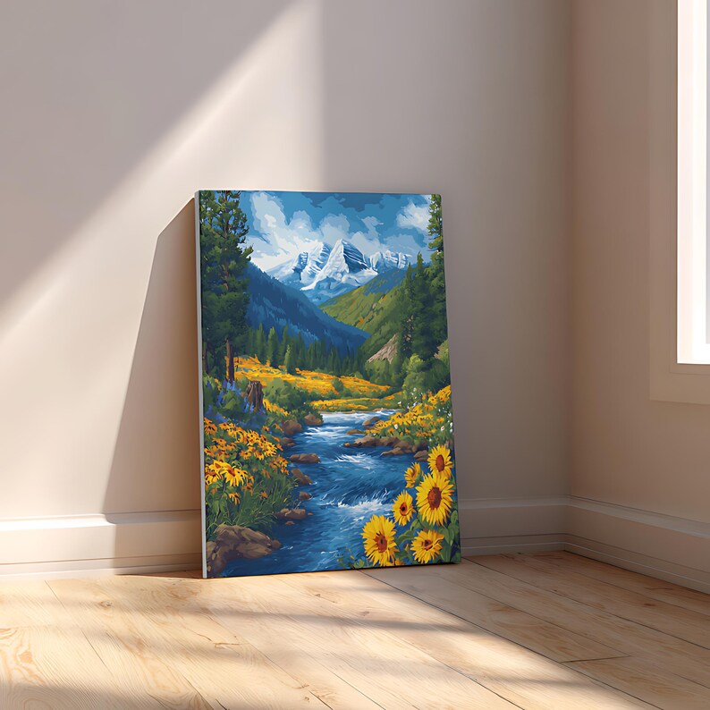 Kit de pintura por números "Valle de los Girasoles", pintura floral acrílica DIY sobre lienzo imagen 5