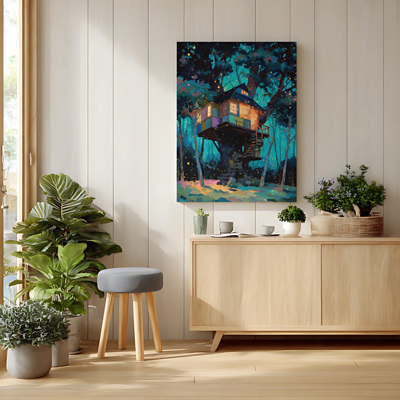 Firefly Tree House Paint By Numbers Kit: DIY Whimsical Acrylic Painting on Canvas image 6