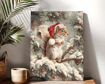 Christmas Squirrel Paint By Numbers Kit: Acrylic DIY Painting on Canvas