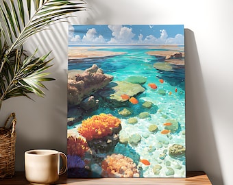 Sea Reefs Paint By Numbers Kit: Beginner DIY Acrylic Canvas Art