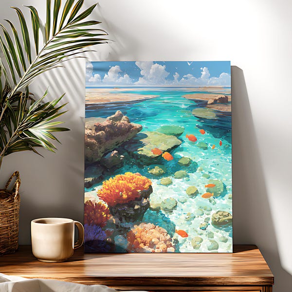 Sea Reefs Paint By Numbers Kit: Beginner DIY Acrylic Canvas Art