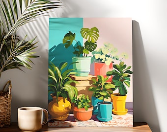 Grüne Pflanzen Malen nach Zahlen Kit: Anfänger DIY Acrylbild auf Leinwand