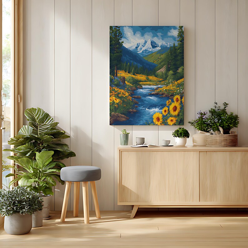 Kit de pintura por números "Valle de los Girasoles", pintura floral acrílica DIY sobre lienzo imagen 9