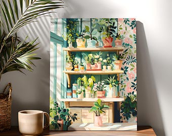 Sonnenschein Haus Pflanzen malen nach Zahlen für Erwachsene, einfaches Acrylgemälde Kit auf Leinwand
