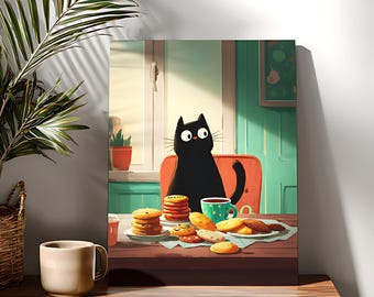 Dipingi con i numeri per adulti, kit di pittura acrilica facile su tela, motivo: biscotto e gatto