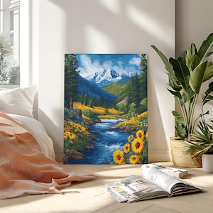 Kit de pintura por números "Valle de los Girasoles", pintura floral acrílica DIY sobre lienzo imagen 10