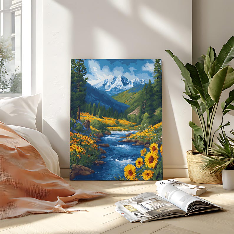 Kit de pintura por números "Valle de los Girasoles", pintura floral acrílica DIY sobre lienzo imagen 10