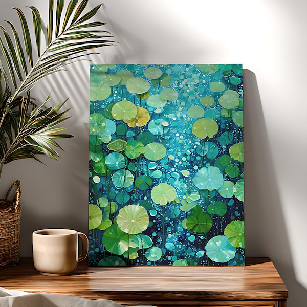 Lotus Pond Paint By Numbers Kit: Still Life Beginner Painting Art on Canvas