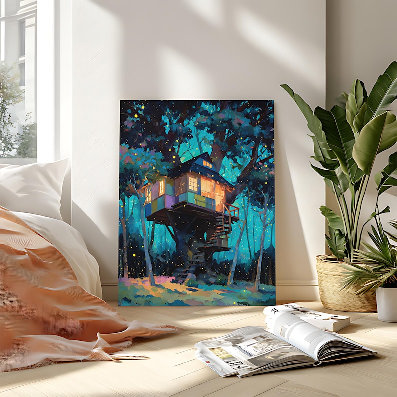 Firefly Tree House Paint By Numbers Kit: DIY Whimsical Acrylic Painting on Canvas image 7