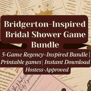 Bundle de jeux Bridgerton pour la douche nuptiale - Jeux d&#39;enterrement de vie de jeune fille épicés et romantiques à imprimer - Kit de fête Regency PDF - Téléchargement immédiat