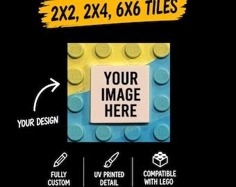 Personalized UV printed 2x2 Tile, Compatible With Lego