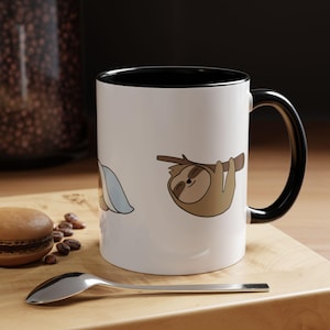 Cute Sloth Accent Coffee Mug - Birthday Gift, Animal Lover&#39;s Mug, Cozy Vibes, Sloth Design, Perfect for Home Office, Sloth Mug