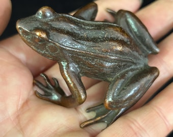 Get 1 Exquisite Solid Brass frog Statues for Garden Decor,  Figurine Insect Wealth Insect, Paperweight Toy Gifts 01