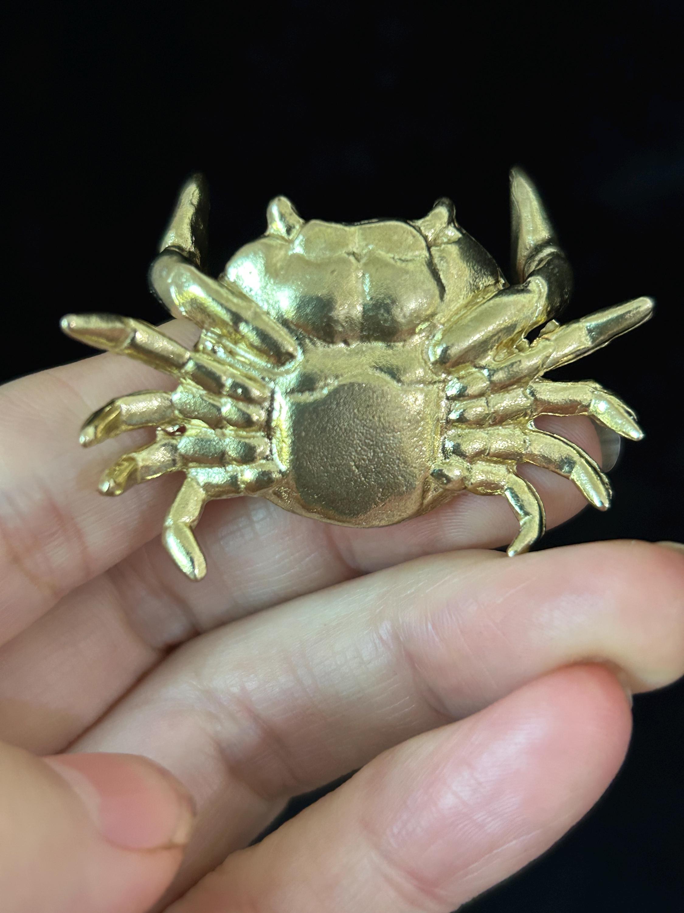 庭の装飾用の銅製のカニの像1個、置物、深海カニの富の動物、文鎮の