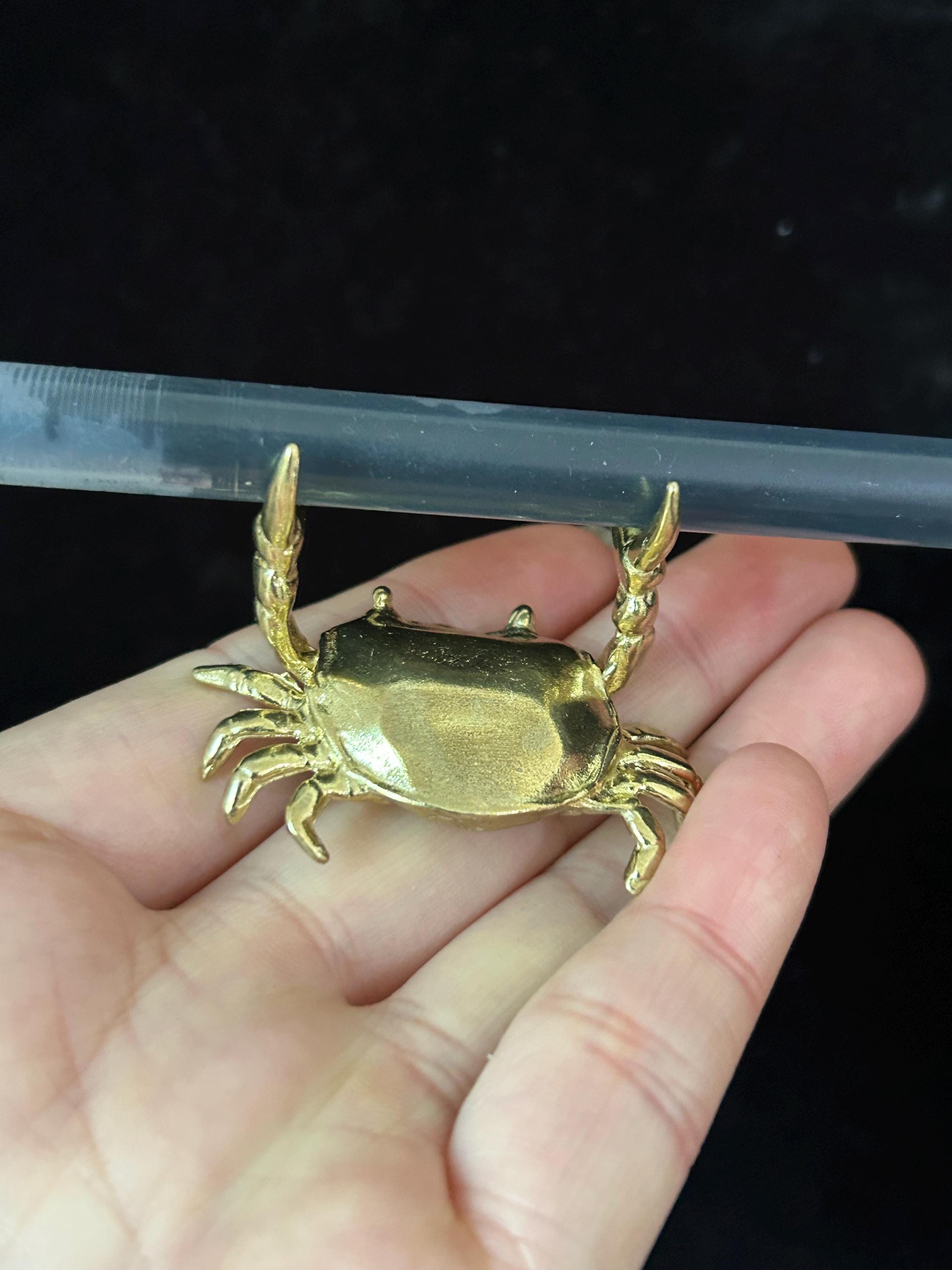 庭の装飾用の銅製のカニの像1個、置物、深海カニの富の動物、文鎮の