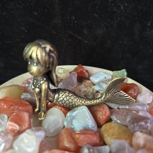 Copper art brass Mermaid statue Desktop Decor, Mermaid Figurine Sculpture Vintage Mermaid Delicate Noble Girl Decor Gift Romance Boho Charms