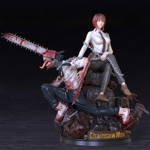 Makima and Denji 3D Printable STL Model for Resin Printer – High Quality Anime Figure Diorama Kit