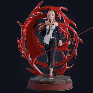 Chainsaw Man STL Model for 3D Printing - High Quality Resin Figure & Power Chainsaw Diorama Printable File