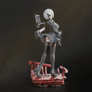 Nier Automata 2B STL Model for 3D Printing, Anime Character, Robot Figure, Game Character, Digital Download, Diorama Design