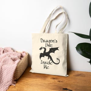 Dragon Graphic Tote Bag, Dragon Lover Gift, Eco-Friendly Shopping Bag, Fantasy-Themed Tote, Reusable Cotton Bag