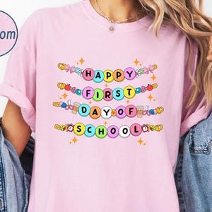 First Day of School Shirt: Teacher Bracelet Design, Trendy Girly Style