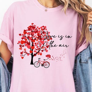 Comfort Colors or Bella Canvas Heart Tree Bicycle Valentine Graphic Shirt