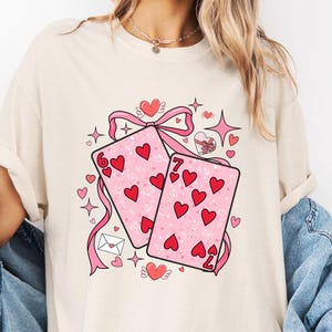 Comfort Colors Valentine Playing Cards Shirt, 6 & 7 Hearts Coquette Tee, Funny Cozy Valentine Gift