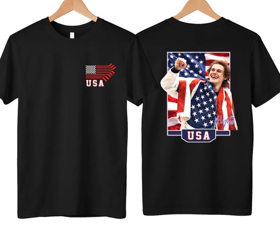 Jack Hughes Shirt, USA Hockey T-Shirt with USA flag