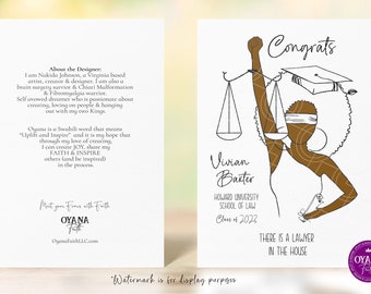 Law School Graduation, Lawyer Graduation Card, Personalized Gift,  Greeting Card for Her, Black Grads, Black Lawyers, HBCU Grad