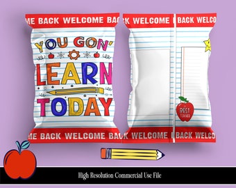 Commercial Use, Back To School, School Year,Chip Bag, Pre-Designed Template, Chip Bag, Treat Bags,Favor Bags, Party Favors, Instant Download