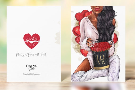 Valentine's Day, Black Greeting Cards, Black Love, African American,African American Cards, Black Expressions, Limited Edition Il_570xn