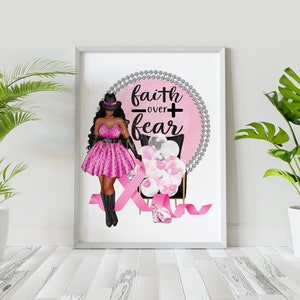 Breast Cancer, Breast Cancer Clipart, Cancer, Cancer Awareness, Diva Clipart, Black Girl Clipart, Sublimation Clipart, PNG (No SVG)