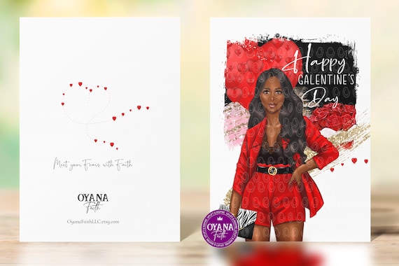 Valentine's Day, GALentine's Day, Best Friends, Besties,Black Greeting Cards, African American,African American Cards, Black Expressions Il_570xn