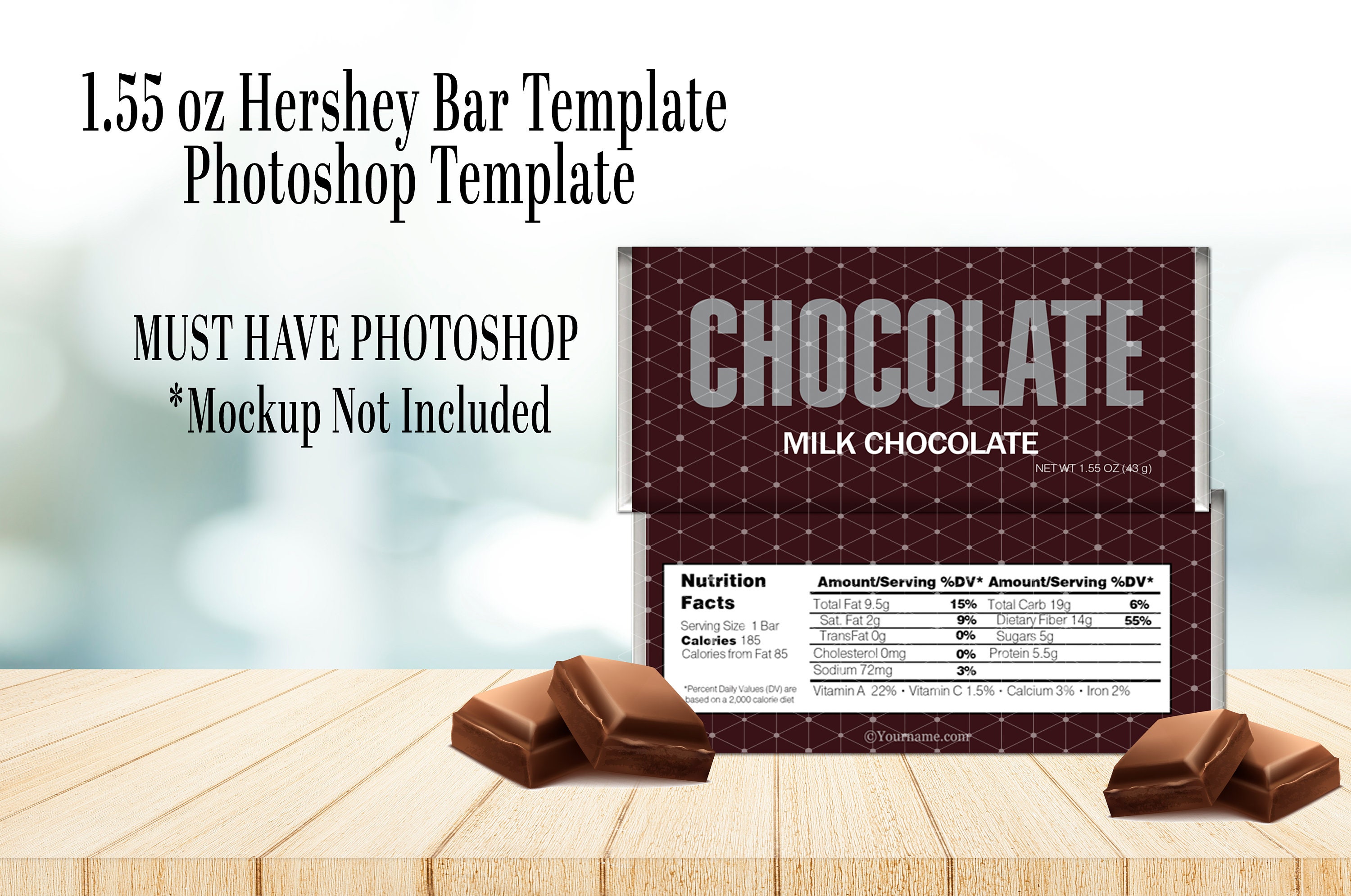 HERSHEY Candy Bar Wrapper Template 1.55 Oz Candy Wrapper - Etsy