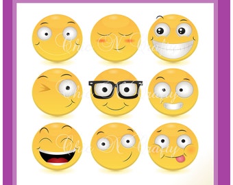 Smiley Faces Clipart- Gráficos digitales - Clip art - Uso comercial - Descarga instantánea