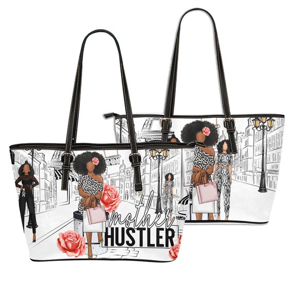 Tote Bag, Mother Hustler Leather Tote Bag. PU Leather Tote. Black Girl Magic, Black Girl Tote Il_570xn