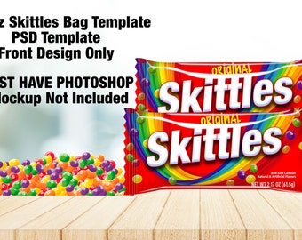 Skittles Wrapper Template, 2.17oz Skittles Bag Template,Create Your Own, Commercial Use, Instant Download Template, Photoshop Template