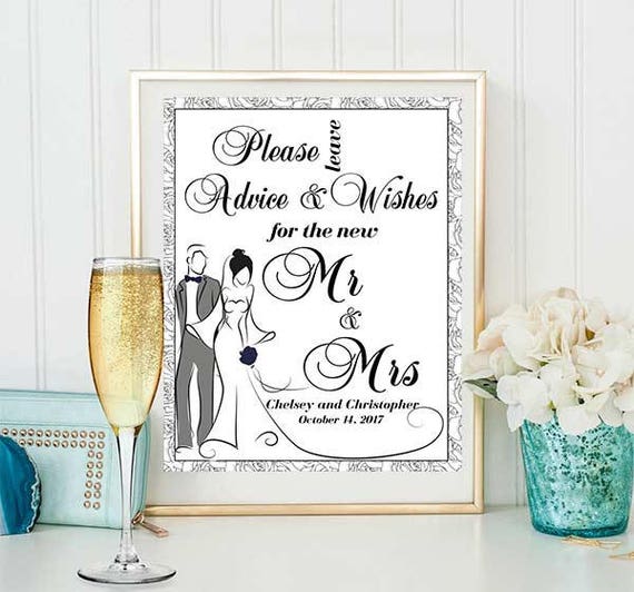 Diy Printable Best Wishes Sign Wedding Advice Cards Best Wishes