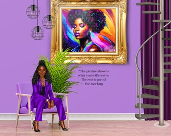 Black Art, Digital Art, Black Woman Art, Digital Painting, AI Generated Art, Motivational Art, Wall Art, Greeting Cards, Commercial Use