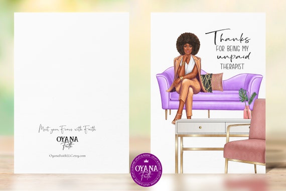 Best Friend Card, Bestie Card, Black Greeting Cards,Women Birthday Cards, Birthday Cards, Unpaid Therapist,Thank You Card,Sassy Friend Cards Il_570xn
