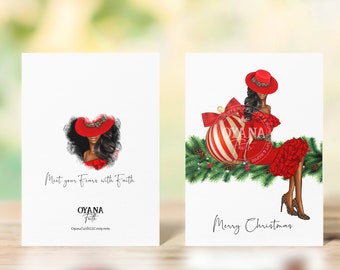 Christmas Card, African American, Black Expressions, Afro Art, Black Woman Greeting Card, Black Greeting Cards, Ethnic Greetings Cards,