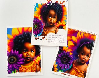 Notecards, Greeting Cards, Just Because Cards, Sunflower Babies, Black Greeting Cards, African American Cards, Set of 6, Notecards