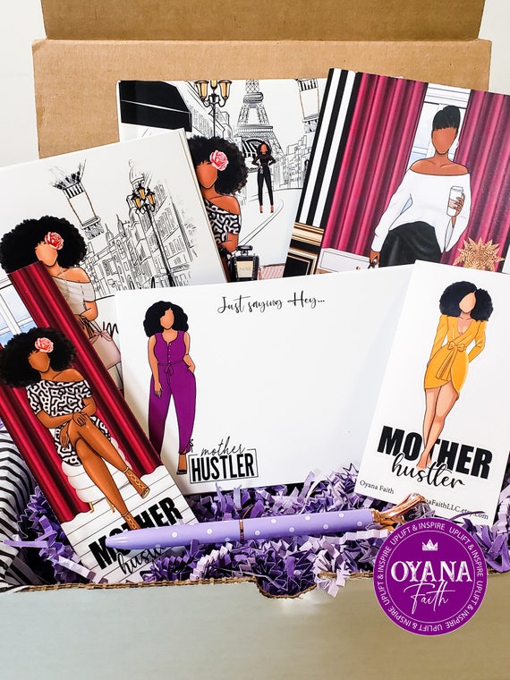 Stationery Set, Journal & Note Card Gift Set, Mother Hustler, Business Woman, Black Girl Magic Il_570xn