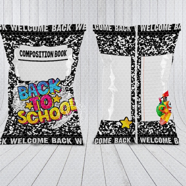 Commercial Use, Back To School, School Year,Chip Bag, Pre-Designed Template, Chip Bag, Treat Bags,Favor Bags, Party Favors, Instant Download