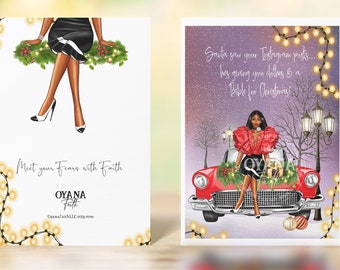 Christmas Card, African American, Afro Art, Black Woman Cards, Black Greeting Cards,Ethnic Greetings Cards, IG, Instagram Christmas